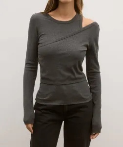 Вязаный топ с длинными рукавами Aska, серый Bayse