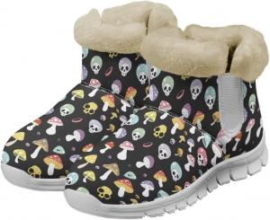 Женские зимние сапоги Jeiento Fashion, комфортные теплые зимние сапожки, удобные, противоскользящие, с мягким внутренним материалом, на плоской подошве, Cartoon Mushroom Skull