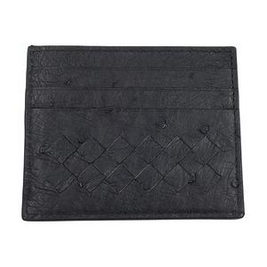 Intrecciato Кардхолдер из кожи страуса мужской черный Bottega Veneta