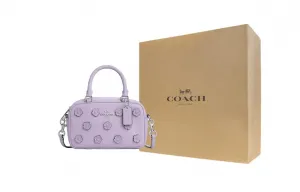 COACH Миниатюрная женская сумка через плечо из гладкой кожи фиолетового цвета