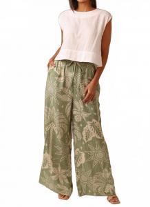 Зеленые льняные пляжные брюки SHORE