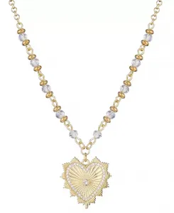 Позолоченное колье в форме сердца с цепочкой четок Adornia, gold