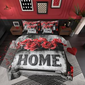 Erosebridal Комплект постельного белья Vintage Rose Floral в стиле ретро с цветочным принтом, Red Black Gray