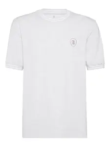 Футболка с вышитым логотипом Brunello Cucinelli, серый