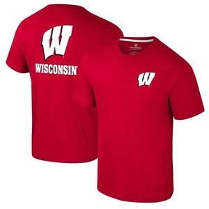 Мужская красная футболка wisconsin badgers logo lockup 2-hit active blend Colosseum