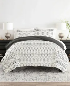 Двусторонний комплект постельного белья из 3 предметов с цветочным и геометрическим узором, размер King/California King Ienjoy Home, серый