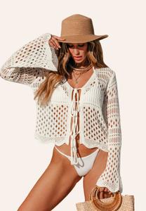 Кардиган Cupshe CHIC CROCHET LACE BEACH COVER UP, White