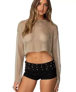 Женский укороченный топ Aviva с металлизированной вязкой Edikted, золотой