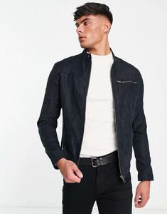 Черная байкерская куртка Jack & Jones Essentials из искусственной замши