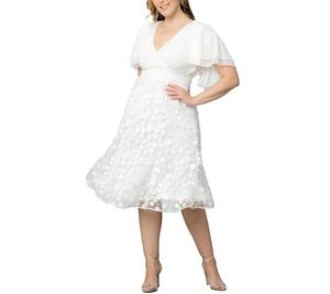 Коктейльное платье большого размера Pretty Petals из сетчатой ткани Kiyonna, Ivory blossoms