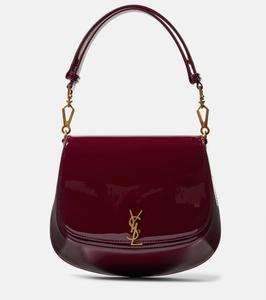 Волатер кожаная сумка через плечо лакированная Saint Laurent, Dark Red Wine