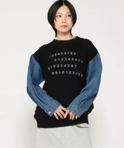 Пуловер из джинсовой ткани с логотипом на рукаве Interplanet, цвет Black