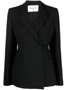 Alaïa двубортный блейзер из необработанной шерсти, черный