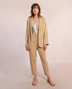 Женский пиджак с длинными рукавами, воротником и лацканами Molly Bracken, бежевый