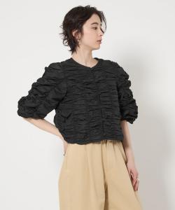 Блузка с присборенной тканью, растягивающаяся в двух направлениях United Arrows, цвет Black