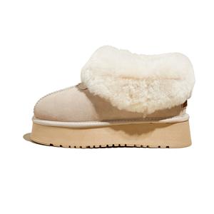 SNOWELF Пухлые ботинки короткие зимние женские с песочным скрытым клином, цвет Sand Hidden Wedge