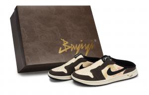 Jordan Сандалии Air 1 с закрытым носком, износостойкие, мужские, черные, белые, коричневые