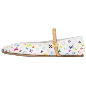 LOUIS VUITTON Туфли Мэри Джейн на плоской подошве, белые женские