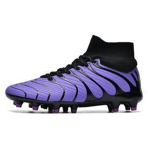 Kuding Футбольные бутсы FG Rubber с длинными шипами для мягкого и натурального грунта, противоскользящие, устойчивые к загрязнениям, унисекс, черно-фиолетовые, длинные шипы