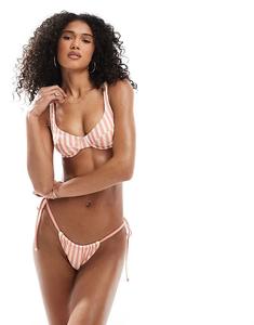 Плавки-бикини в бразильском стиле на тонких бретельках из хлопка, розовая клетчатая ткань Cotton:On