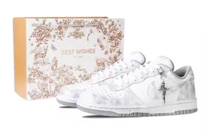 Nike Брелок Big Mist White Saint, специальная сумка для покупок, Niche Premium, кроссовки низкие с ручной росписью, устойчивые к истиранию