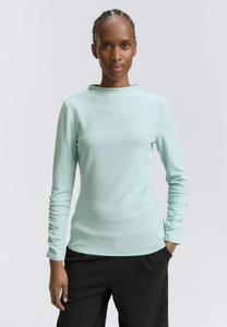 Топ TOM TAILOR DENIM LANGARM MIT RAFFÄRMELN, Silver Cloud Blue Melange/Light Blue