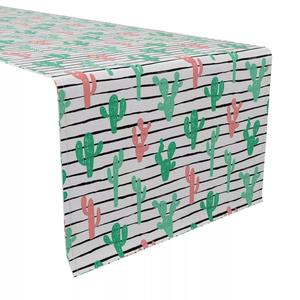 Настольная дорожка, 100 % хлопок, 16x108 дюймов, полоска с рисунком кактуса.