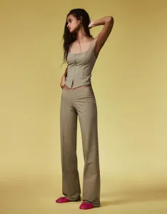 Брюки цвета хаки с низкой посадкой Bershka