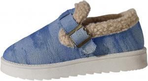 Женские пушистые тапочки с удобным ремешком, домашние тапочки, повседневные нескользящие сабо, тапочки с флисовой подкладкой, обувь для ходьбы, для дома и улицы, зимние теплые сапоги для снега Movnebyro, Blue