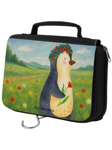 Mr. & Mrs. Panda Косметичка с изображением пингвина и цветочного рисунка, без надписи, белого цвета