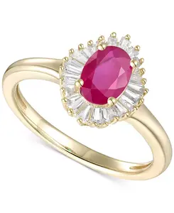 Кольцо с сапфиром (1 карат) и бриллиантом (1/4 карата) из 14-каратного белого золота (также доступно с изумрудом, танзанитом и рубином) Macy'S, ruby