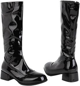 Женские высокие кожаные ботинки выше колена с квадратным носком, широким каблуком, длинные ботильоны, большие размеры, зимние теплые Generic, Black