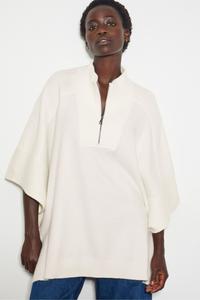 Вязаное пончо с застежкой молнией на половину длины Monsoon, бежевый