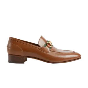 Лоферы Gucci Horsebit Web-Stripe Loafer, коричневый