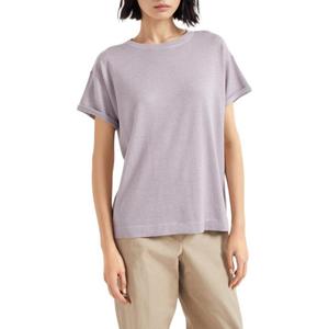 Топ Short Sleeved Crewneck Knitted T Shirt Brunello Cucinelli, фиолетовый
