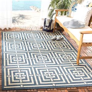 Ковер SAFAVIEH, 275 x 366 см, Washable Rug Outdoor Courtyard Collection - Navy & Beige, Non-Shedding & Easy Cleaning, для патио, заднего двора, прихожей (CY6937-268)