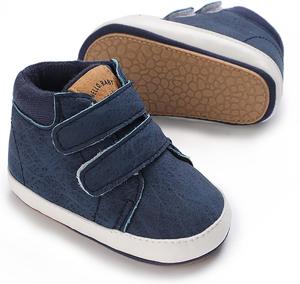 Детские кроссовки SOFMUO для мальчиков и девочек, высокие на щиколотку, из искусственной кожи, с нескользящей подошвой, мягкой резиновой подошвой, для малышей, детская обувь для униформы, A0/Navy