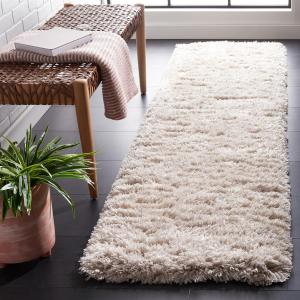 Ковер SAFAVIEH, 69 x 366 см, Flokati Shag Collection Runner, бежевый, однотонный дизайн, не линяет и прост в уходе, идеален для помещений с высокой проходимостью в гостиной, спальне (FLK950E)