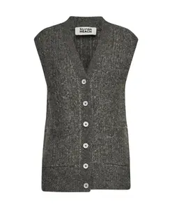 Вязаный жилет в рубчик с пуговицами Silvian Heach, серый