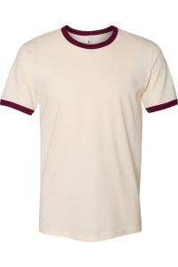 Футболка унисекс из хлопка Next Level Ringer, натуральный/бордовый