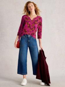 Топ Nelly из джерси с цветочным принтом White Stuff, Pink/Multi