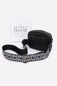 Женская сумка-шоппер из искусственной кожи с разноцветным ремнем FASHNZFAB, черный