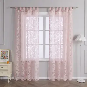 Шторы 260x140 см, вуаль, декоративный шарф с выжженным узором в виде цветка феникса, прозрачные, розовые, 1 шт. Joyswahl