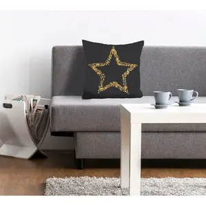 Декоративная подушка queence Hanna, наволочка, звезда, блестящая, Рождество, серый фон Queence, Goldfarben + bedruckt