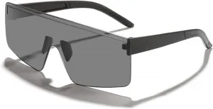 Солнцезащитные очки Melrose Oversized One-Piece Pilot Punk Sunglasses Women Big Frame Luxury Sun Glasses For Lady Shield Eyewear Shades ZY602, Black