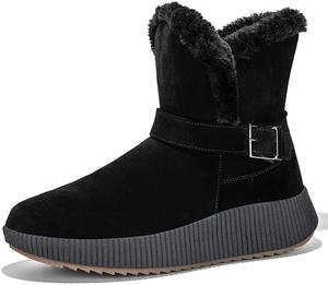 Женские зимние ботинки для снега, слипоны на платформе, противоскользящие, теплые с меховой подкладкой, ботильоны до щиколотки, для дома и улицы Generic, Black