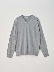 Хлопковый трикотажный пуловер с V-образным вырезом и длинными рукавами | OSMOND | 30G, современный крой