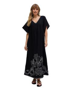 Женское платье-миди Candy Tabard с вышитым подолом Raffya, Black