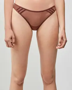 Трусики-бразильские из полупрозрачной ткани Gisela, коричневый