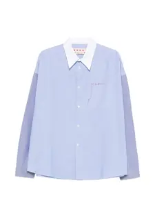 Рубашка с нагрудным карманом и цветными блоками Marni, зеленый